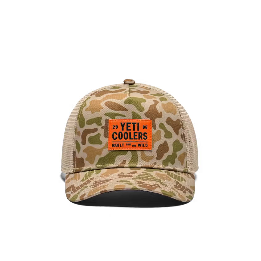 YETI COOLERS Flat Brim Rope Hat Camo Brown